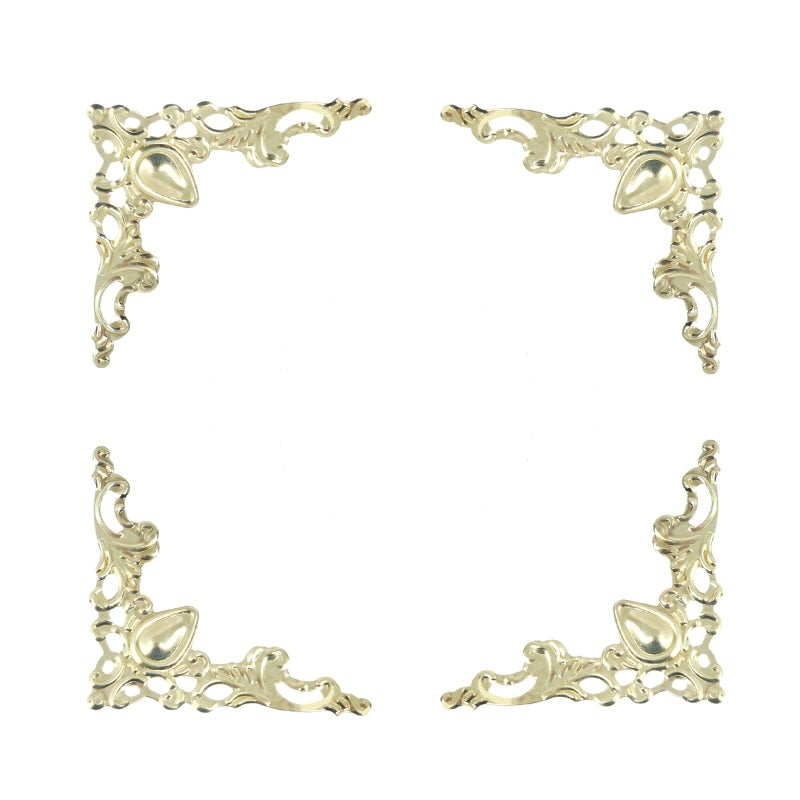 Geesatis 100-Pack Antique Gold Corner Protectors - Decorative Edge Guards for Photo, Books, Albums, Jewelry Boxes & Gifts (1.6x1.6x2.2 inch) - Rustic Vintage Craft Supplies - Image 4